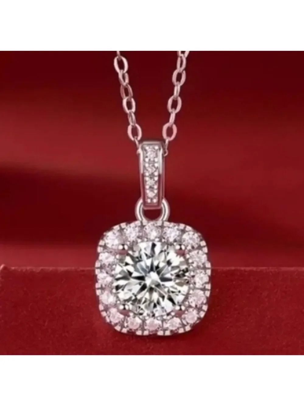 Moissanite Diamond Silver Necklace 1 CT